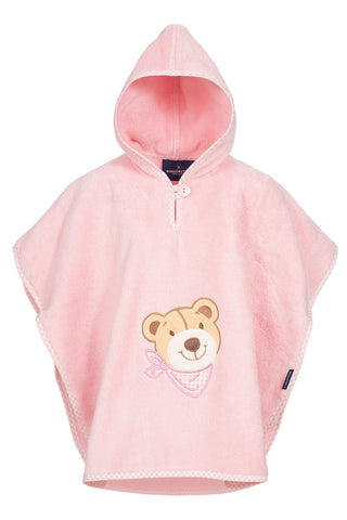 Morgenstern Badeponcho 1-3 Jahre, reine Baumwolle, Bär, rosa