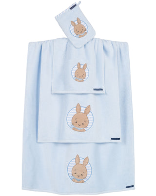 Kinderfrottier, Luxus Baumwolle, HASE, blau