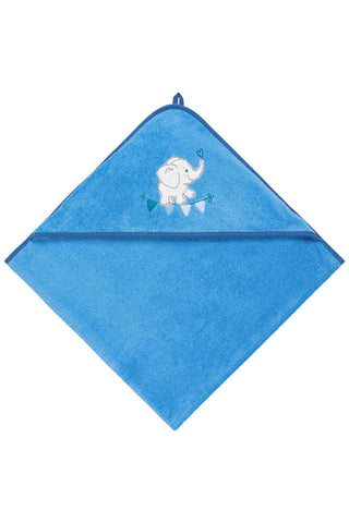 Kapuzenhandtuch 100x100, Luxus Baumwolle, Elefant, blau