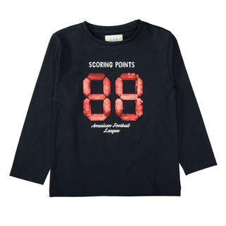 Long-sleeved shirt with number print made from reversible sequins