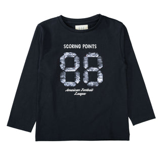 Long-sleeved shirt with number print made from reversible sequins
