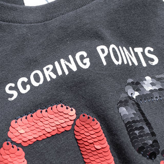 Long-sleeved shirt with number print made from reversible sequins