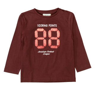 Long-sleeved shirt with number print made from reversible sequins
