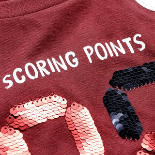 Long-sleeved shirt with number print made from reversible sequins