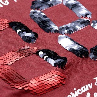 Long-sleeved shirt with number print made from reversible sequins
