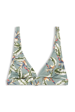 Recycled: non-wired top with a tropical print