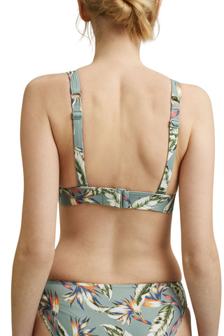 Recycled: non-wired top with a tropical print