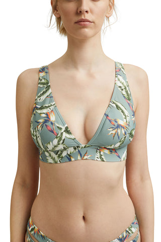 Recycled: non-wired top with a tropical print