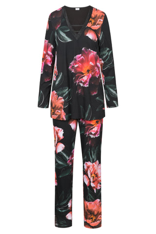 Py, 1/1 sleeve, pants 1/1, v-neck, Black Print