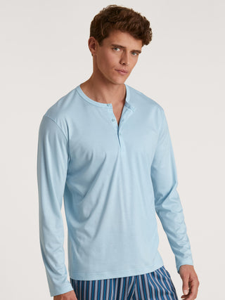 HERREN Shirt langarm, cascade blue