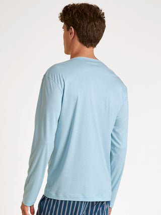 HERREN Shirt langarm, cascade blue