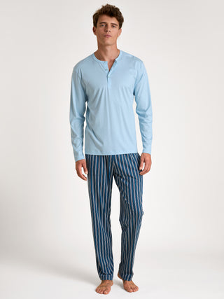 HERREN Shirt langarm, cascade blue