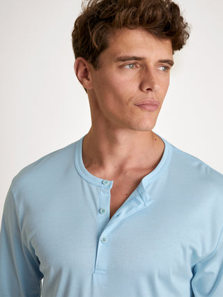 HERREN Shirt langarm, cascade blue