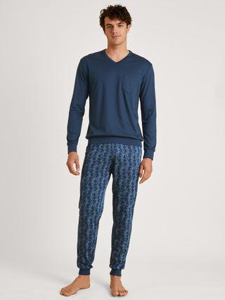 HERREN Pyjama mit Bündchen, insignia blue