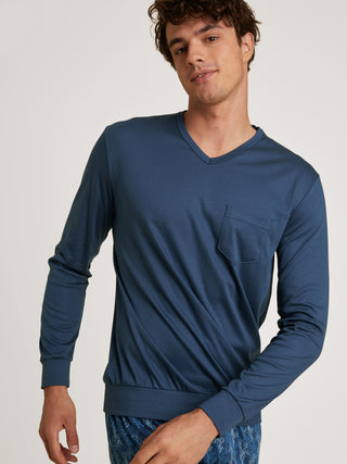 HERREN Pyjama mit Bündchen, insignia blue
