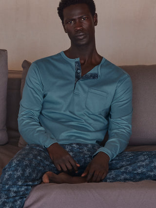 HERREN Pyjama, niagara blue