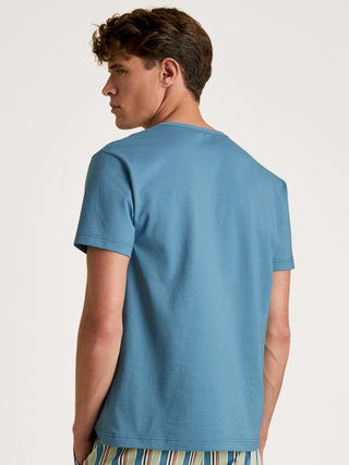 HERREN T-Shirt, niagara blue