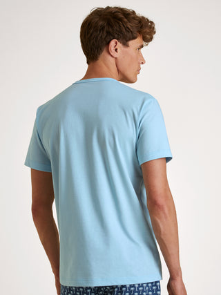 HERREN T-Shirt, cascade blue