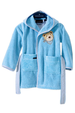 Morgenstern Kinderbademantel Bär, Luxus Baumwolle, blau
